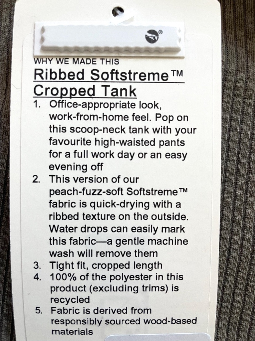 NEW***  Ribbed Softstreme Cropped Tank - Picture 4 of 6